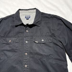 Smith's Workwear Mens shirt Large Black 100% Cotton Long Sleeve Button Down